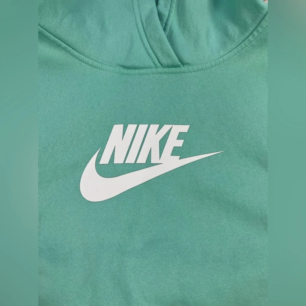 Nike Sportswear Kids Girls Crop Club Fleece Pullover Hoodie Sz Large Mint Green